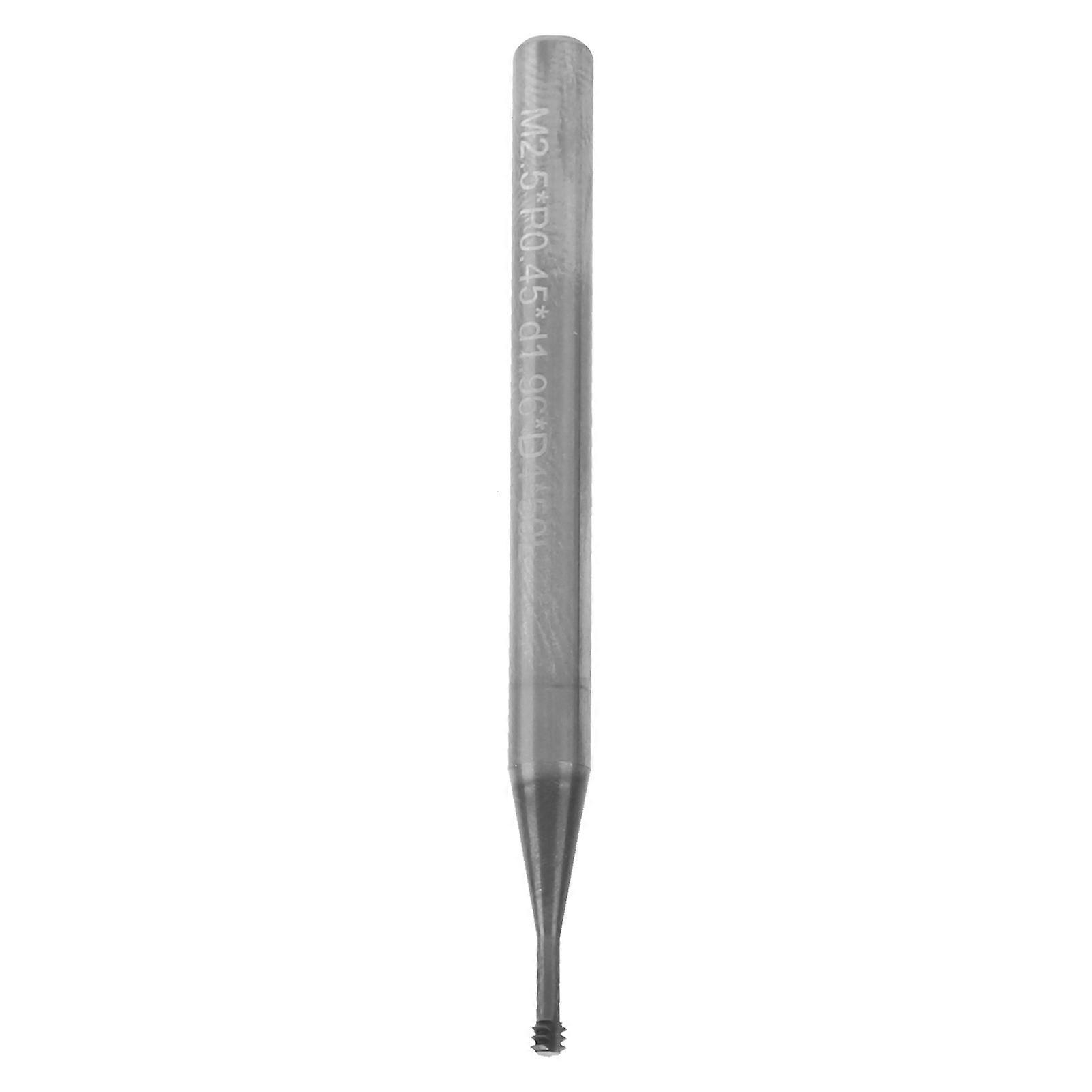 Milling Cutter Tungsten Steel Thread Carving Bit 3‑Tooth 60° CNC Cutting Bit M2.5x0.45xD4x50