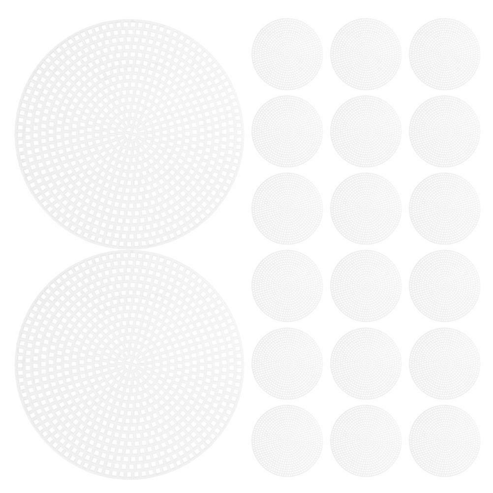 20Pcs Plastic Canvas Sheets Stitching Canvas Round Mesh DIY Round Cross Stitch Sheets Crochet Knitting Sheets Crafting Quilting Sheets DIY Mesh Sheets