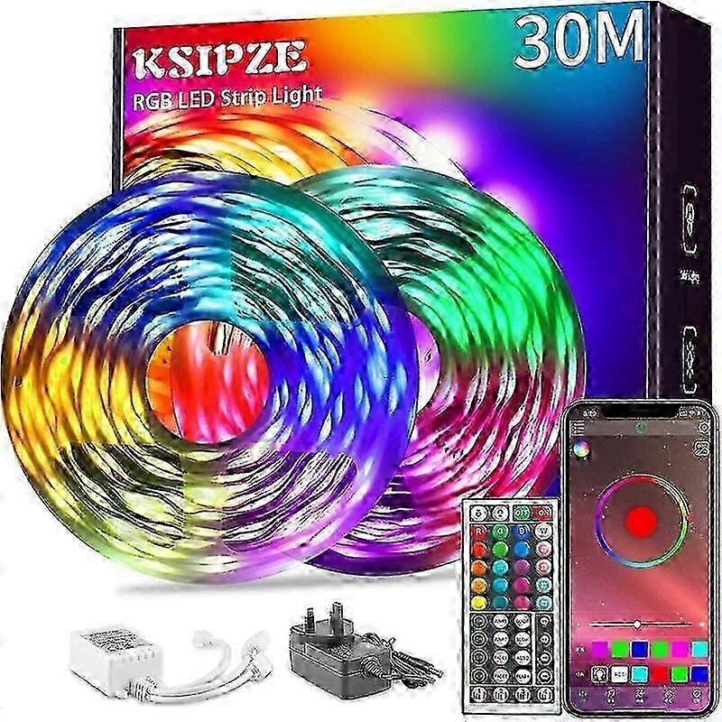 30m RGB LED Strip Bluetooth Music Sync Télécommande Ksipze