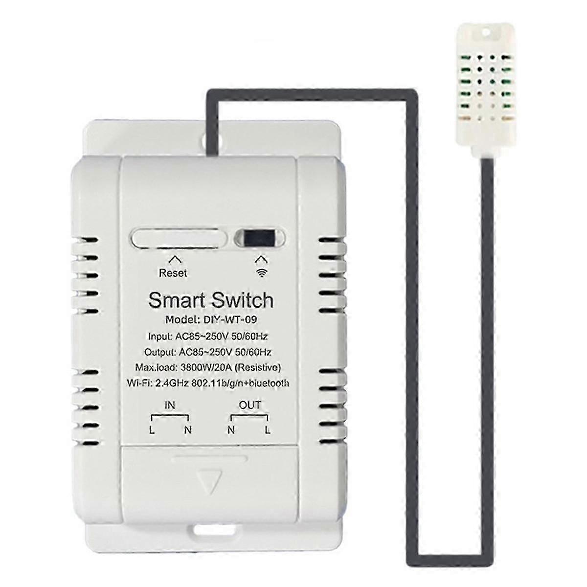 WIFI Temperature Humidity Switch 20A Temperature Humidity Monitor with Sensor Probe for Greenhouse