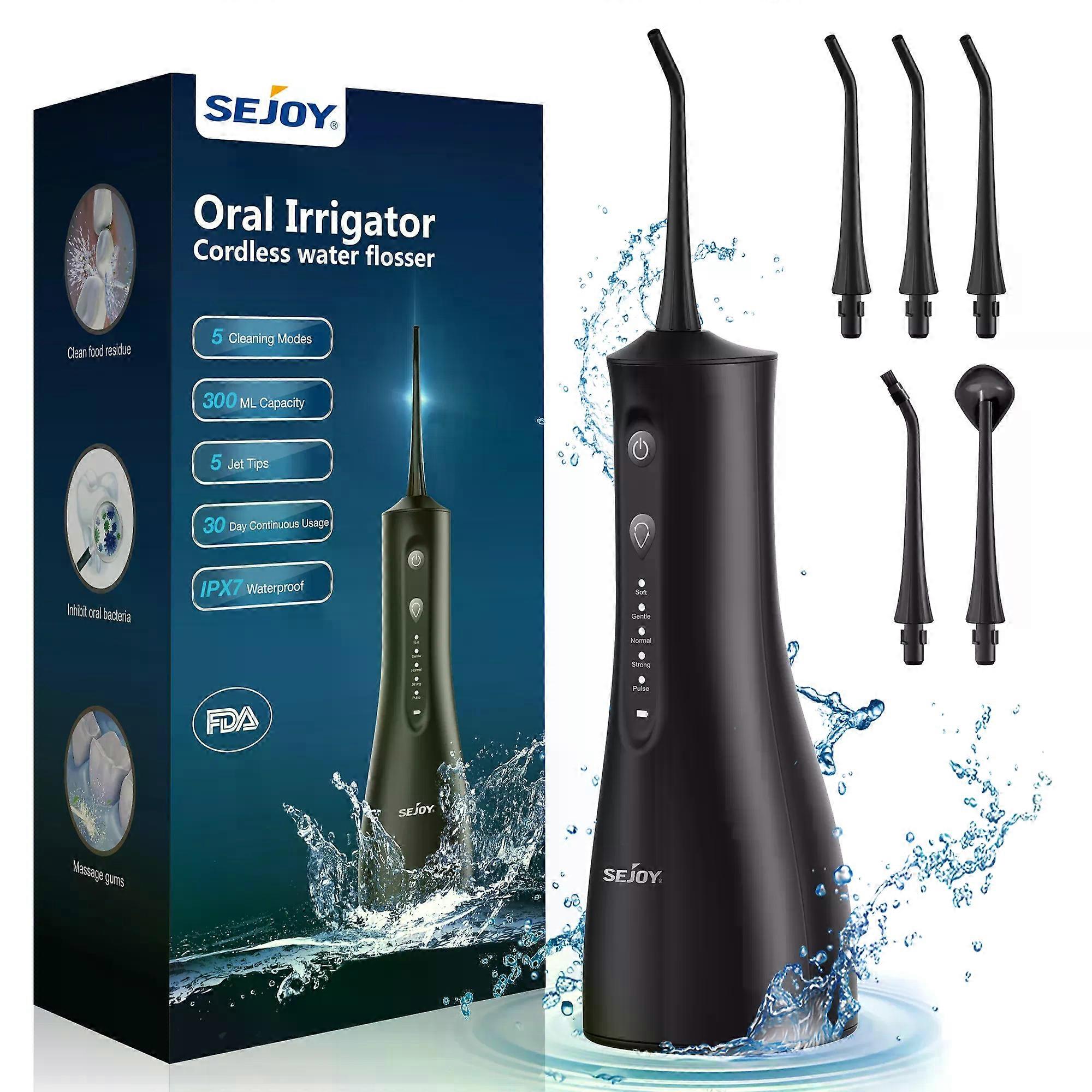 Sejoy Dental Flosser for Teeth Cleaning Cordless Water Flosser Denture Brushes Portable Oral Irrigator for Home Travel