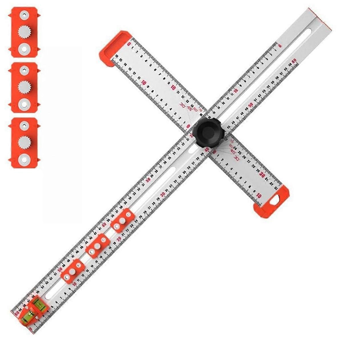 2-in-1 Drilling Positioning Ruler,Cabinet Hole Drilling Template,A