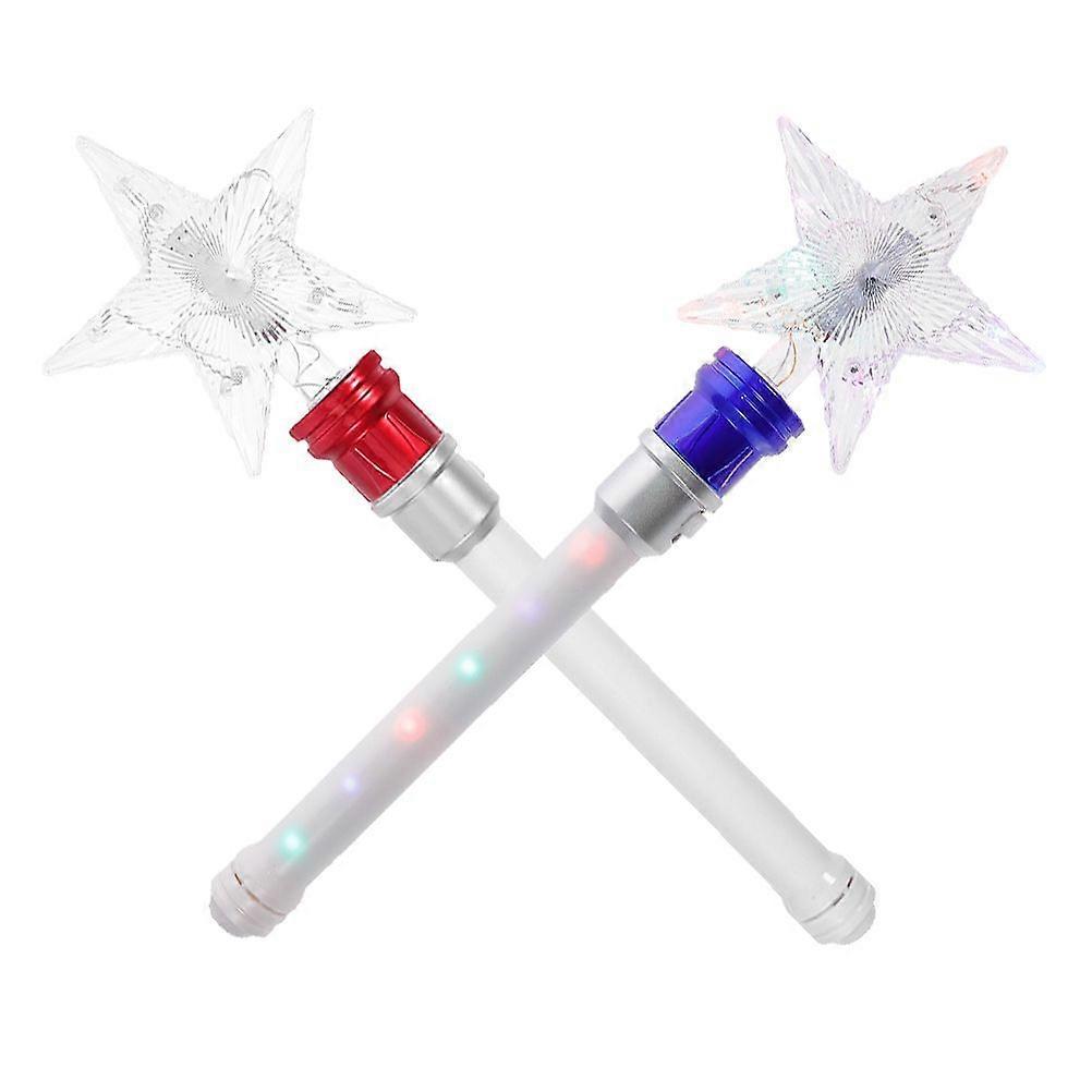 2pcs Star Glitter Wand Rotating Light Up Wand for Christmas LED Flashing Wands for Girls Party Star Glow Wands, Light Up Wand for Kids Spinning Light 