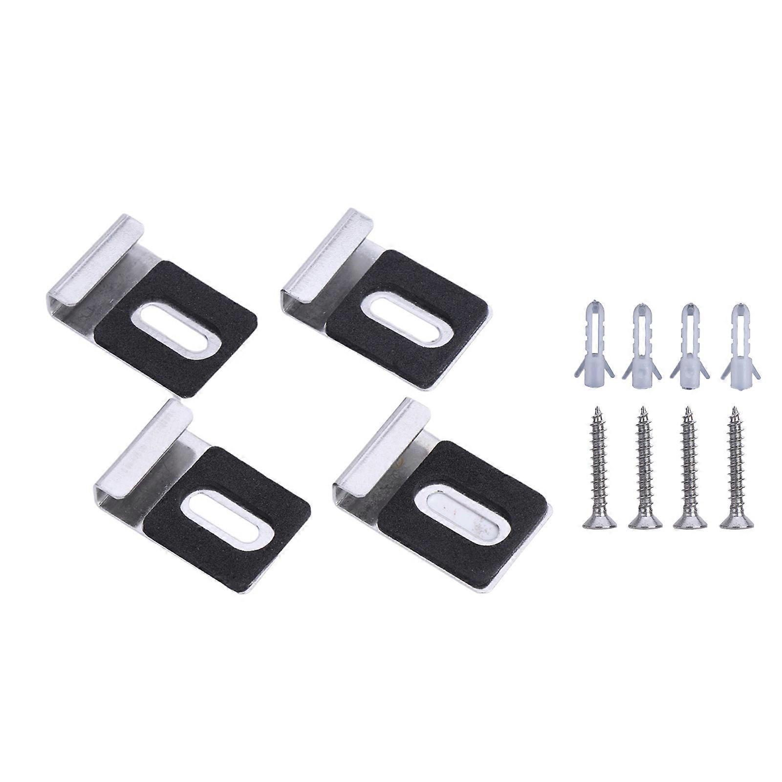 Pack of 4 Metal Glass Fixing Set Glass Clip with Screws Glass Hangers Clip Simple Install Suitable for Public Use B