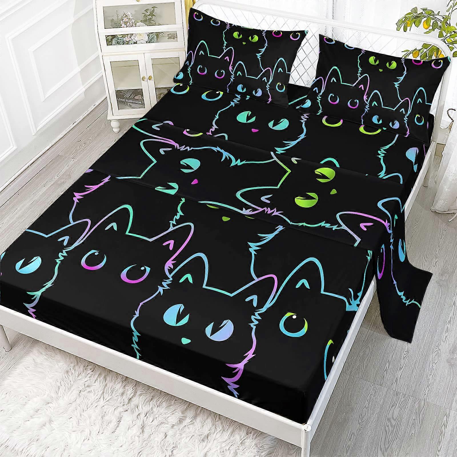 Cute Cat Sheet Set for Bedroom Twin Size
