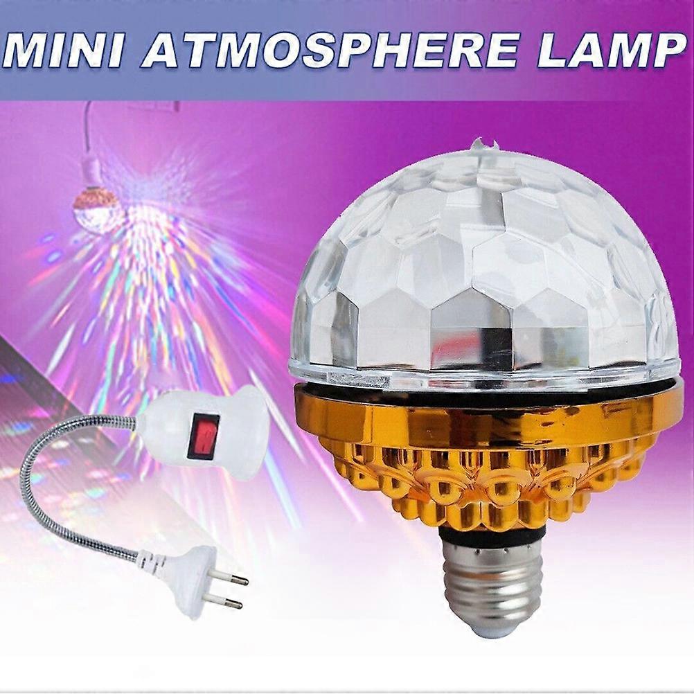 Colorful Rotating Ball Light DJ Crystal RGB Party Light Disco Ball LED RGB Strobe Party Lamp Bulb Rotating Ball Light Bulb with Socket