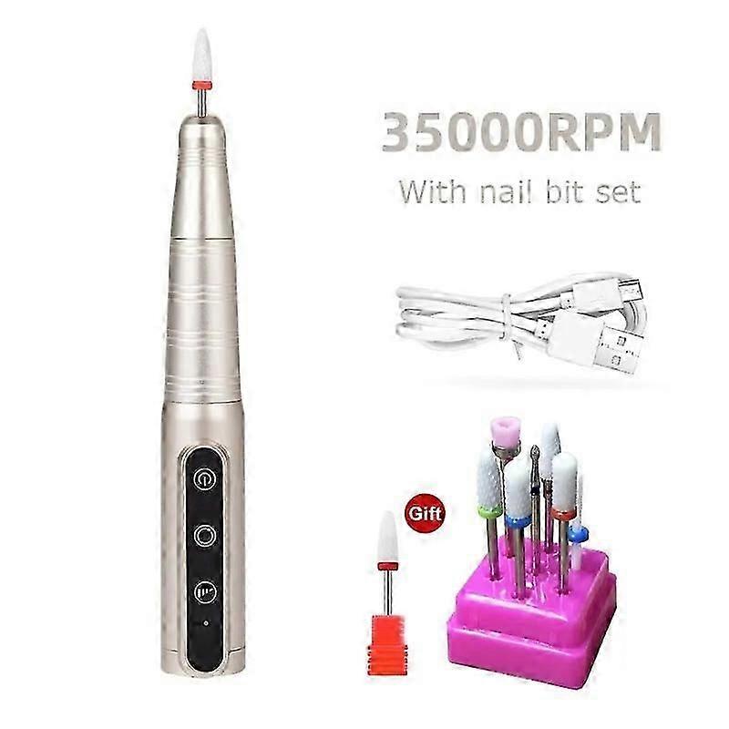 35000RPM Wireless Nail Drill Pen USB Nail File Polishing Pen Rechargeable Nail Drill Machine Portable Manicure Drill Salon Tool