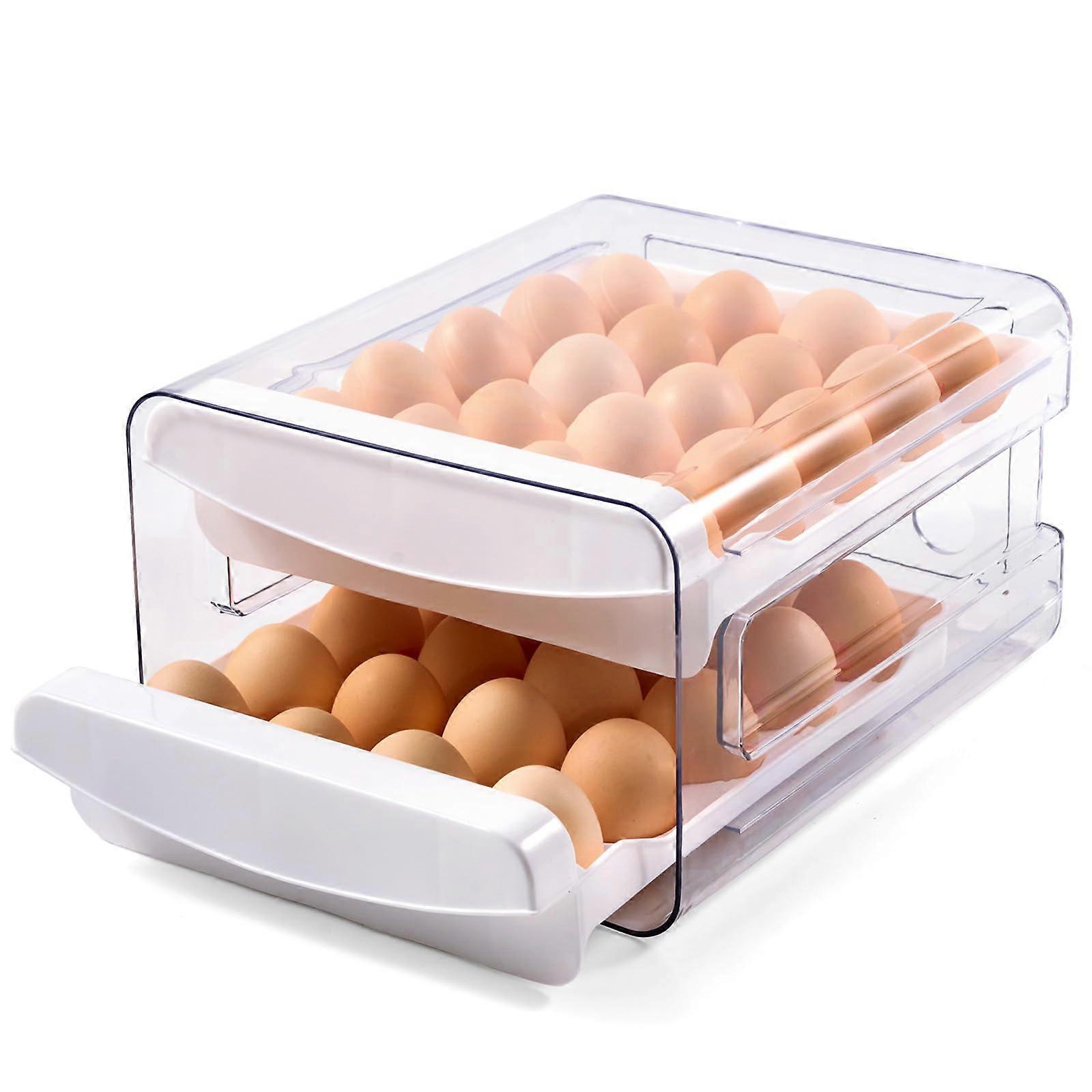 Egg Container Holders Dispenser for Refrigerator 40 2 Eggs, Tier Clear Stackable Holder Tray