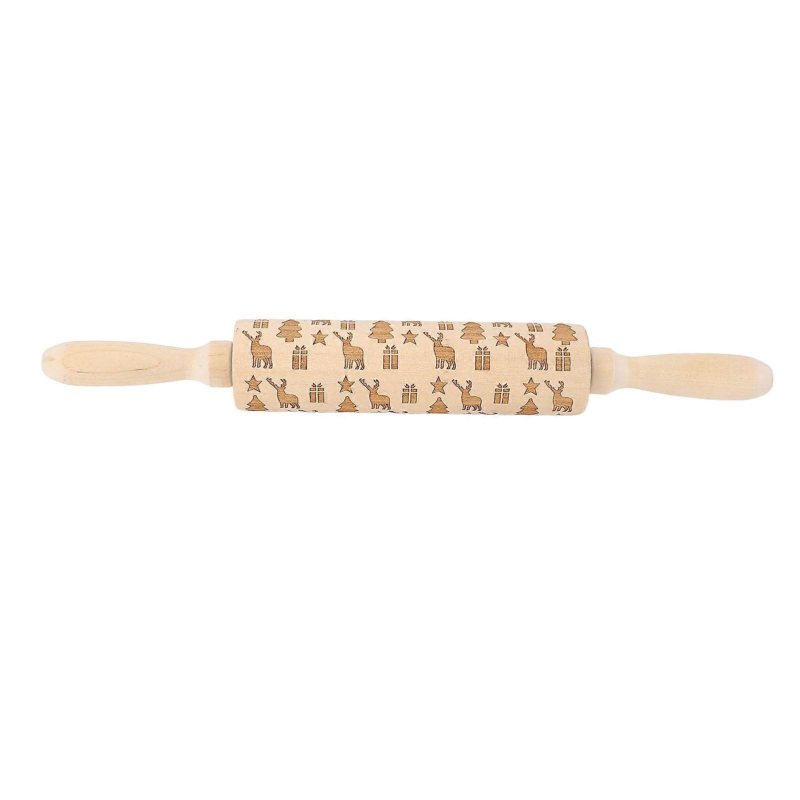 Wooden Rolling Pin Multifunctional Embossed Cook Classic Rolling Pin for Baking Fondant