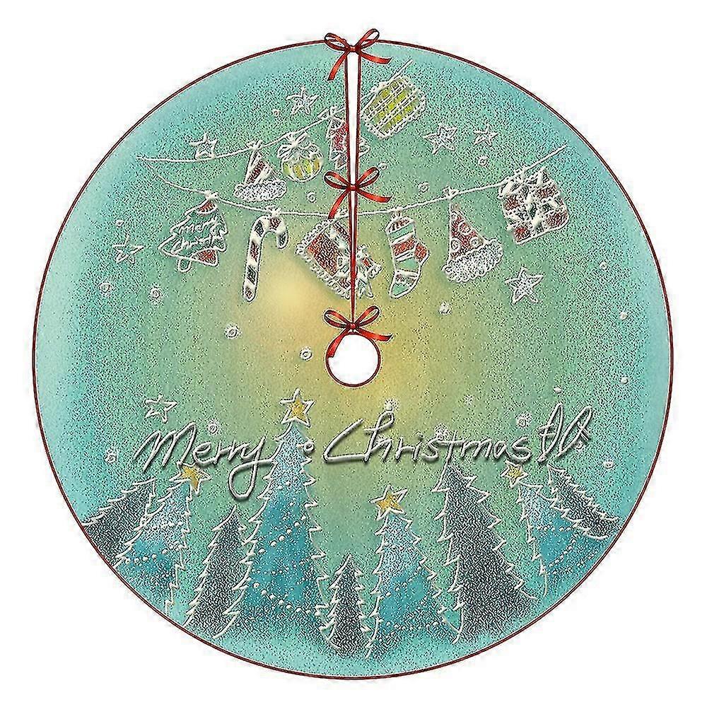 2pc Christmas Digital Printed Tree Skirt Shopping Mall Window Christmas Tree Apron Under The Tree To Decorate The Atmosphere