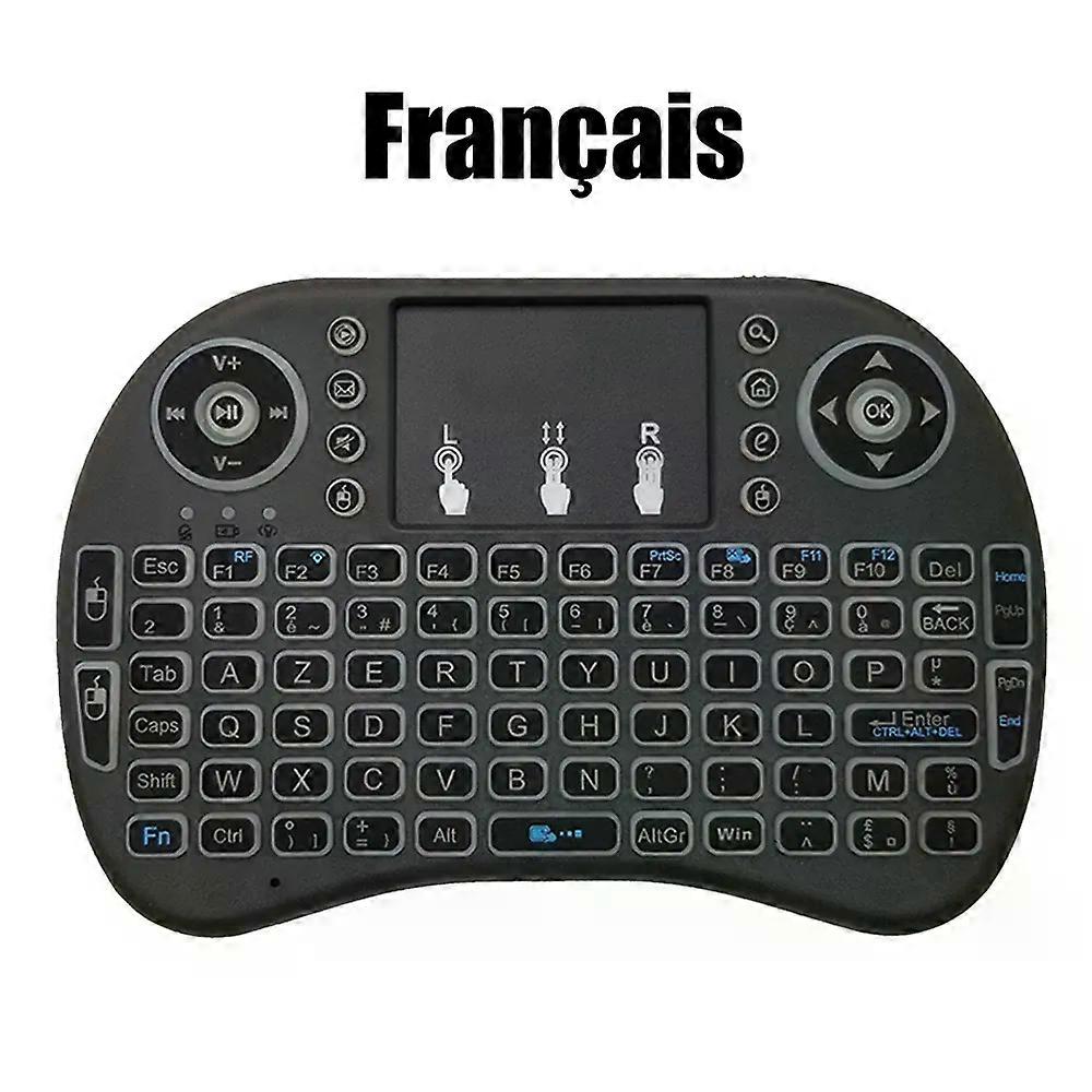 con 2.4G Air Mouse with Touchpad Keyboard i8 Arabic French Spanish Russian Backlit Mini Wireless Keyboard for PC Android TV Box