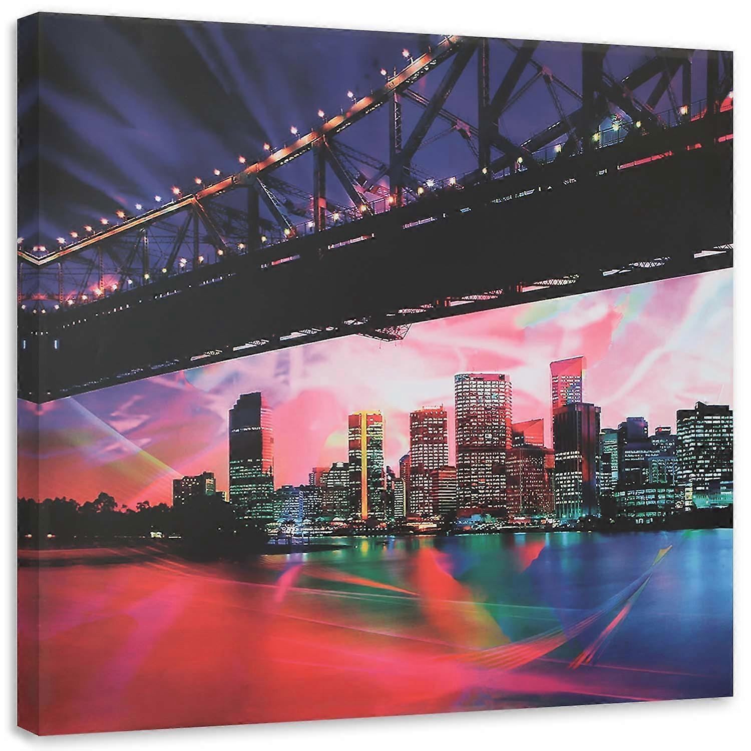 Impression sur toile, Vue sous le pont dans la ville - 30x30