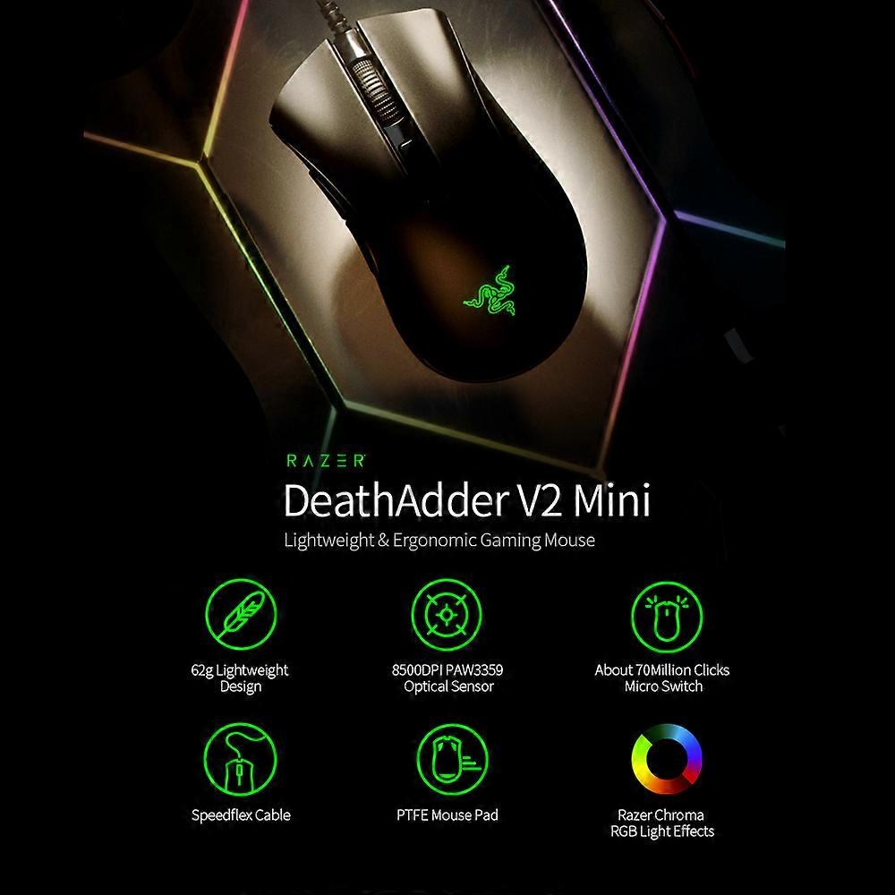 Razer DeathAdder V2 MINI Mouse da gioco cablato Sensore ottico da 8500 DPI PAW3359 mouse Chroma RGB 6 pulsanti programmabili Design ergonomico