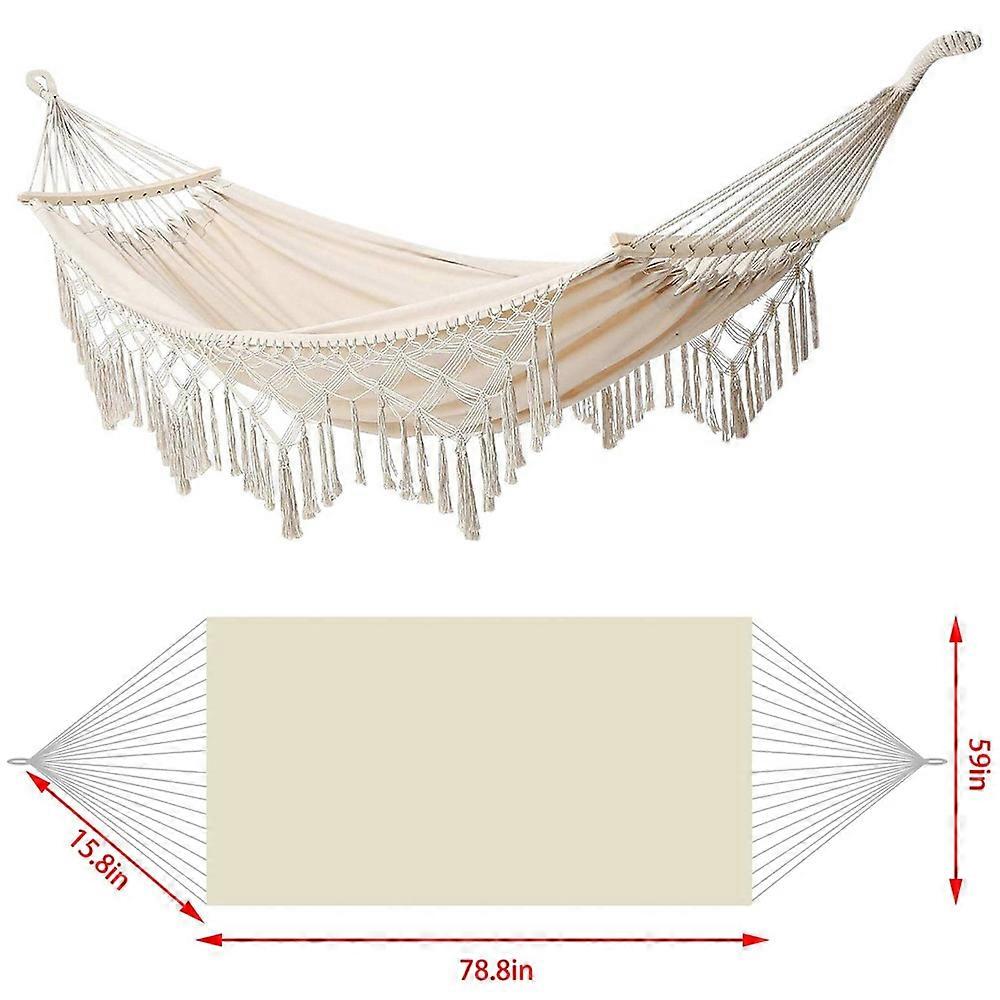 Double Macrame Hammock Two Person Swing Bed for Beach Yard Bedroom Patio