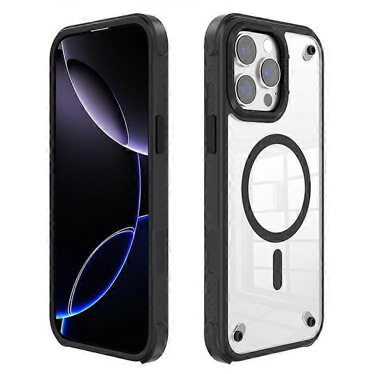 Compatible For iPhone 16 Pro Max Case Compatible with MagSafe Corner Protection PC + TPU Clear Back Cover