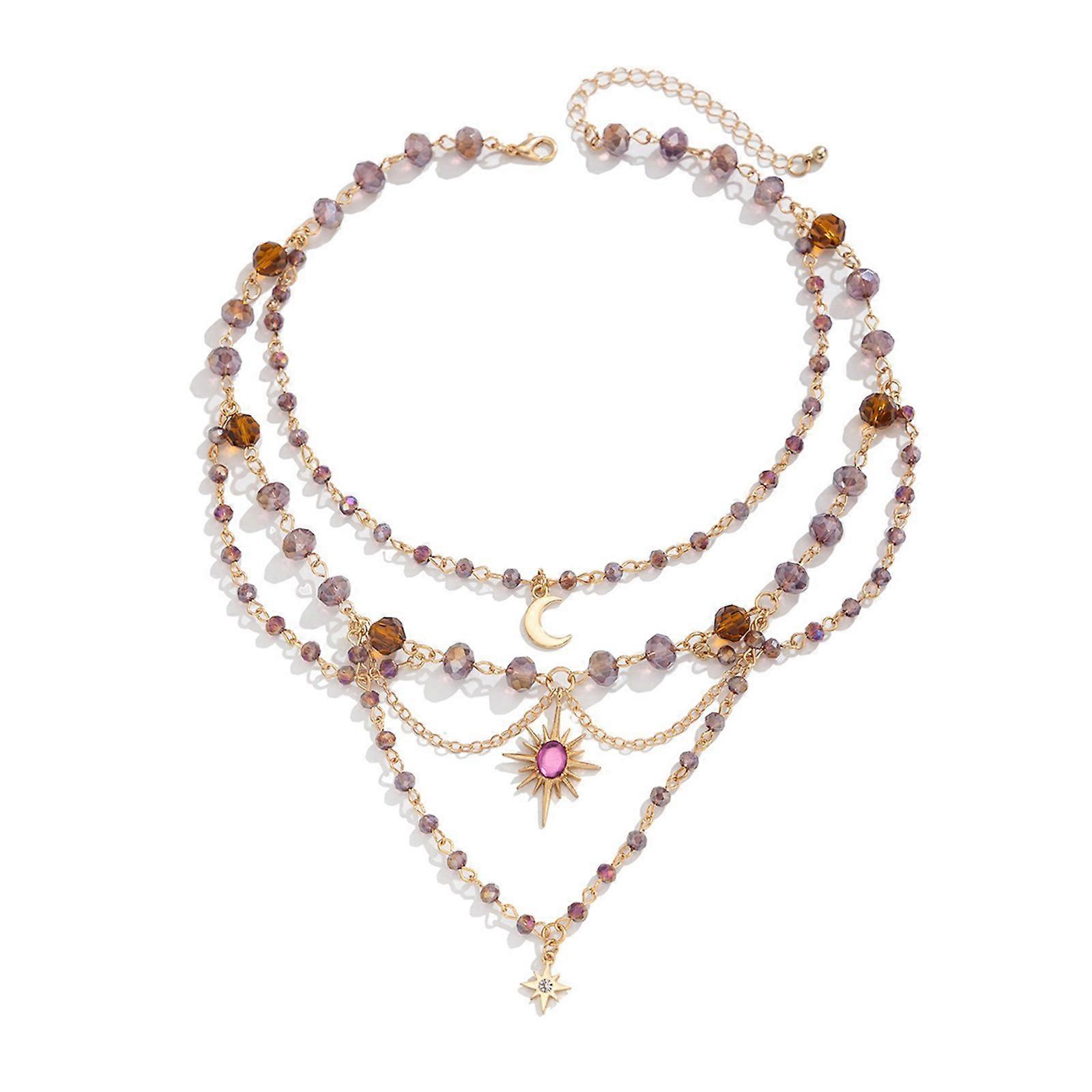 Adjustable Length Neckchain Colorful Beaded Chain Choker Multi Layer Clavicle Chain Handmade Accessories for Women Multicolor