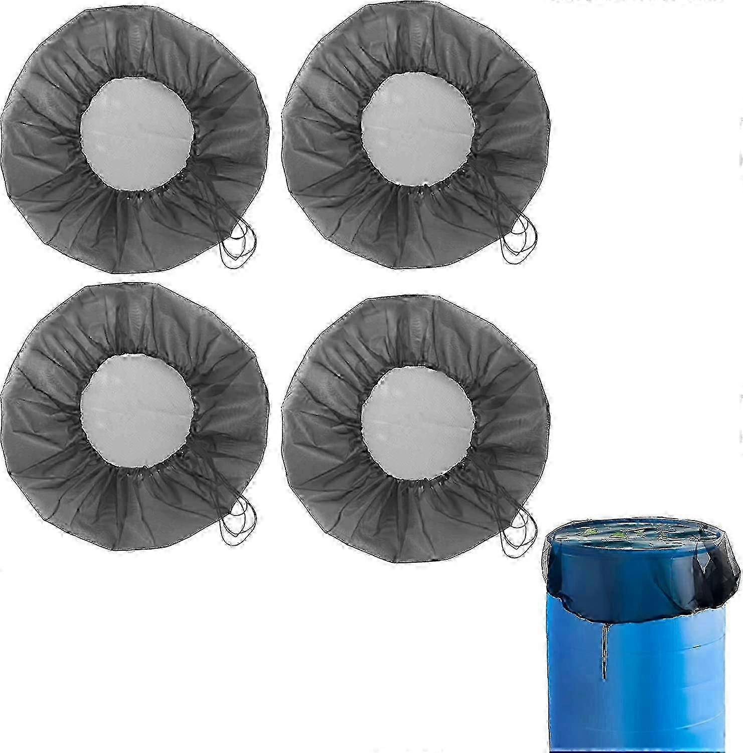 4 Pack Mesh Cover For Rain Barrels With Drawstring Rain Barrel Net Cover Rainwater Barrel Mesh Preventing Fallen Leaves