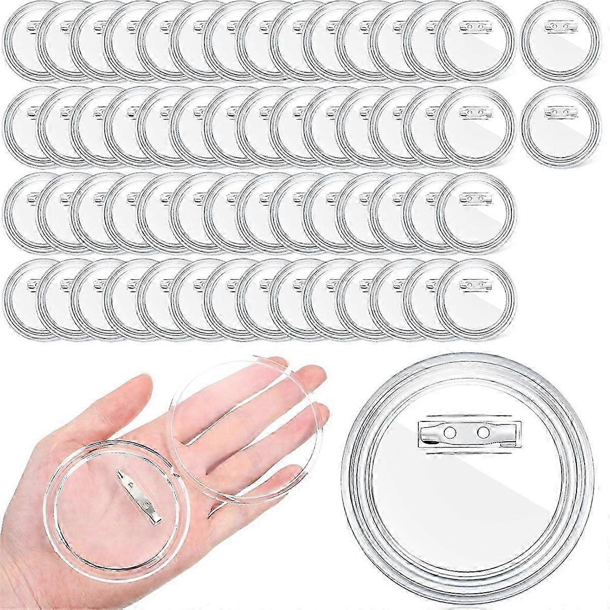 60 Pcs 3 Inch Clear Button Pins for Crafts DIY Photo Buttons Acrylic Button Pin Blank Button Pins Bulk