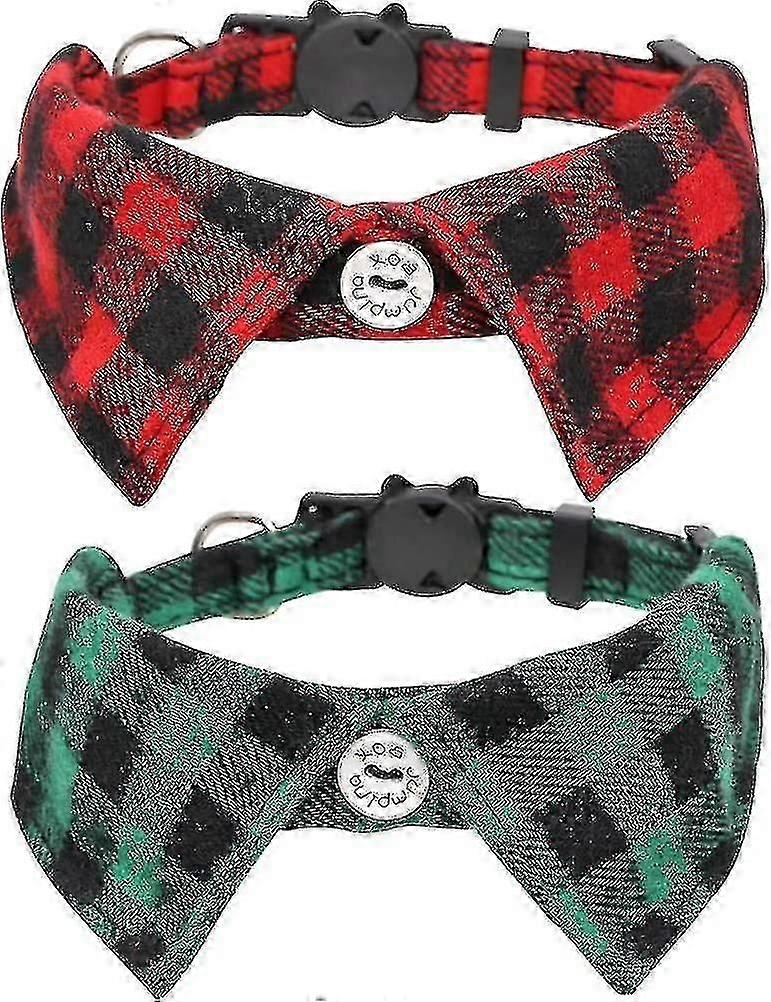 2pcs Cat Collar Breakaway With Cute Bow Tie Adjustable Safety Bowtie For Cat Bow Tie Collar