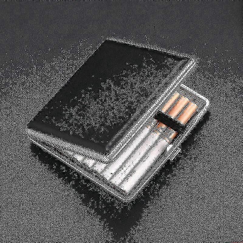 Erkekler için Sigara Tabakası, Pu Deri Kapaklı Metal Sigara Tabakası Tutucusu, Ultra İnce Tütün Kutusu Po