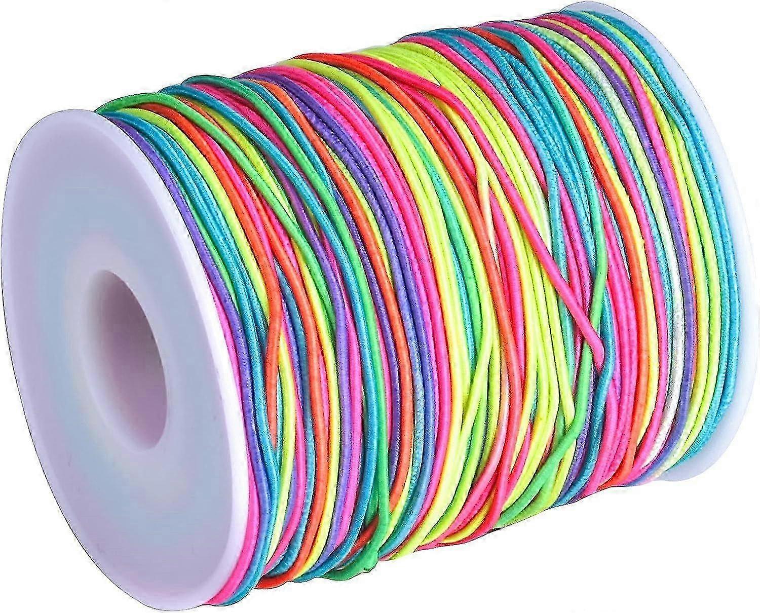 1.2 mm Colourful Elastic Cord, Bead Cord, Rainbow Colour Stretch Cord, Elastic Thread, Jewellery Making Cord, Stretch Thread Rope, Round Elastic Band