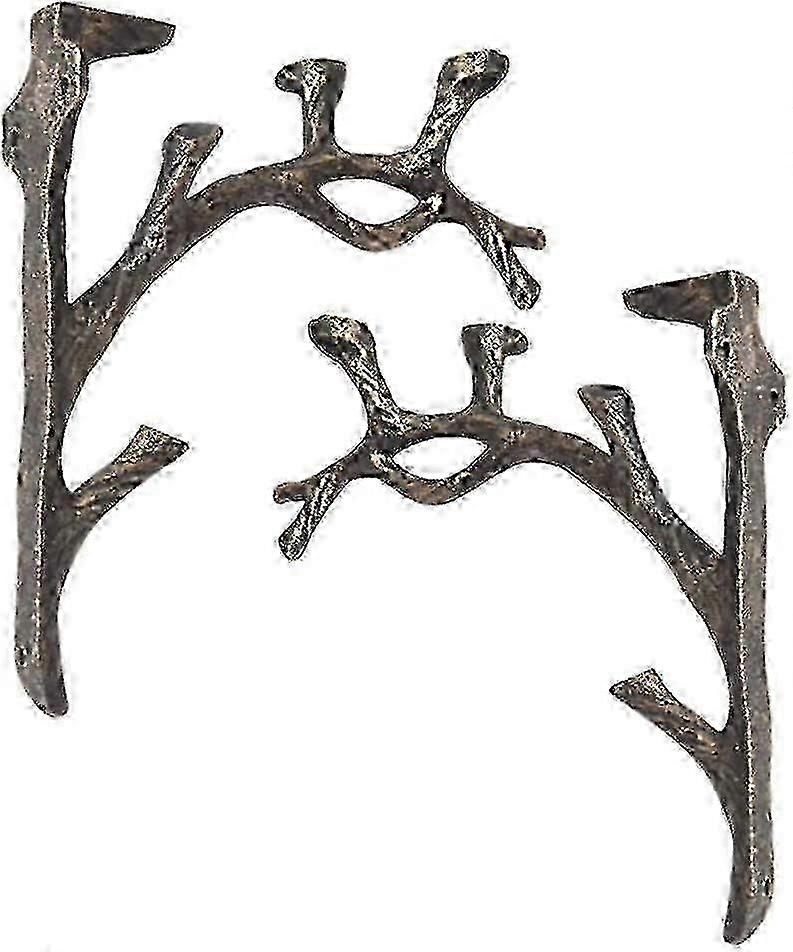 Vintage Shelf Brackets (Set of 2), Cast Iron, Branch-Shaped Square Shelves, Classic Triangle Brackets, Wall-Mounted Design
