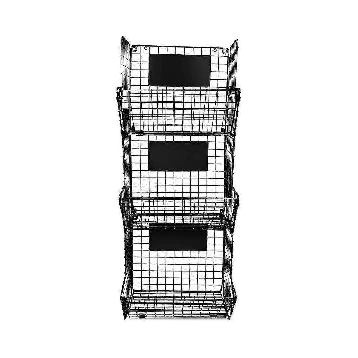 Simple Wrought Iron Fruit Basket Multi-Layer Diagonal Blue Shelf Living Room Storage Black Grid Rac