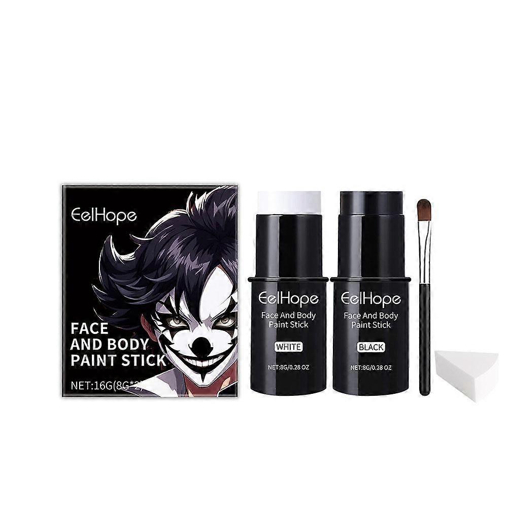 Set (A) $EELHOPE Halloween Face Paint Stick Set Full Coverage Paint Foundation Makeup Clown Colorful Stick