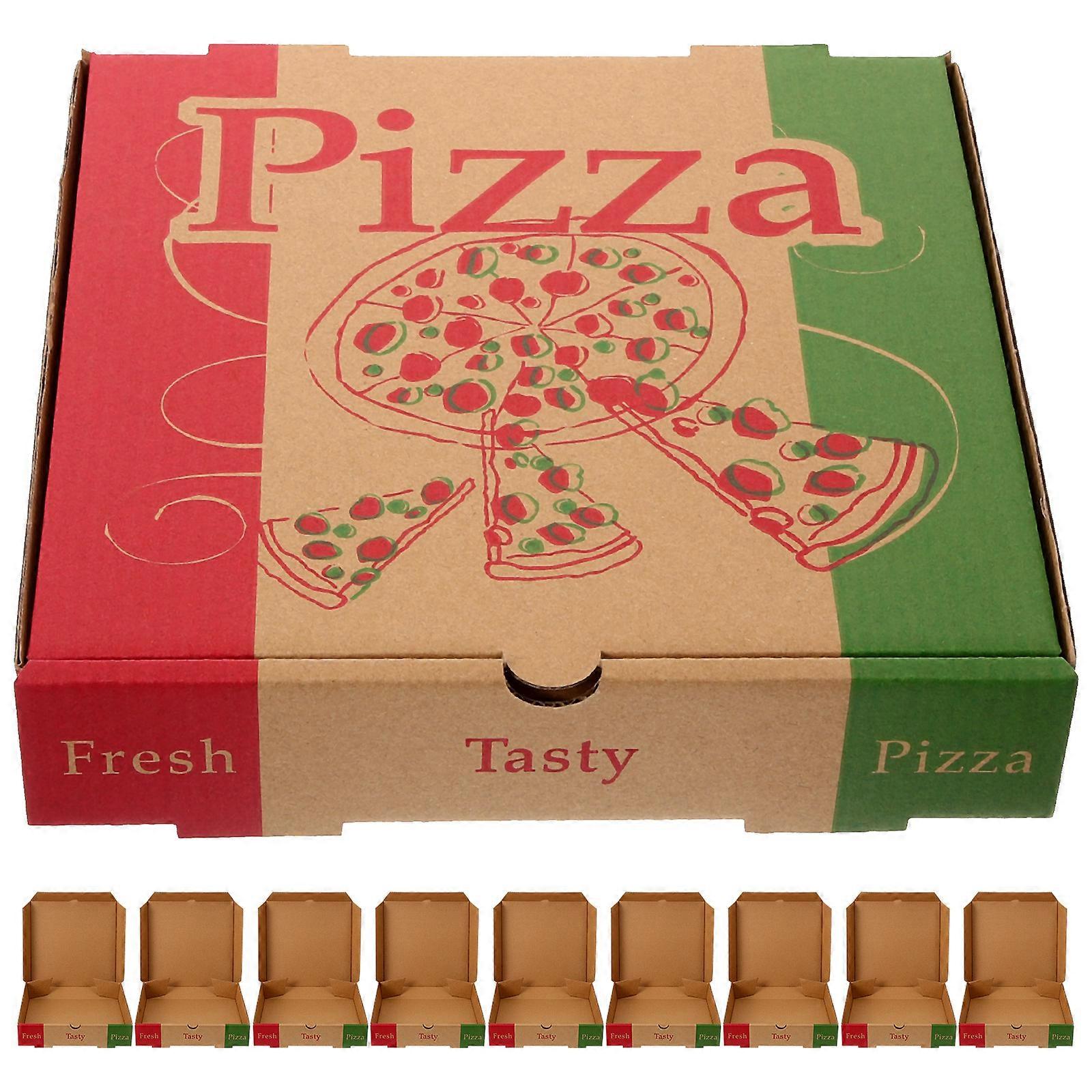 10pcs Paper Pizza Boxes   Durable Leak Resistant Takeout Containers for Parties, Business & Home Use