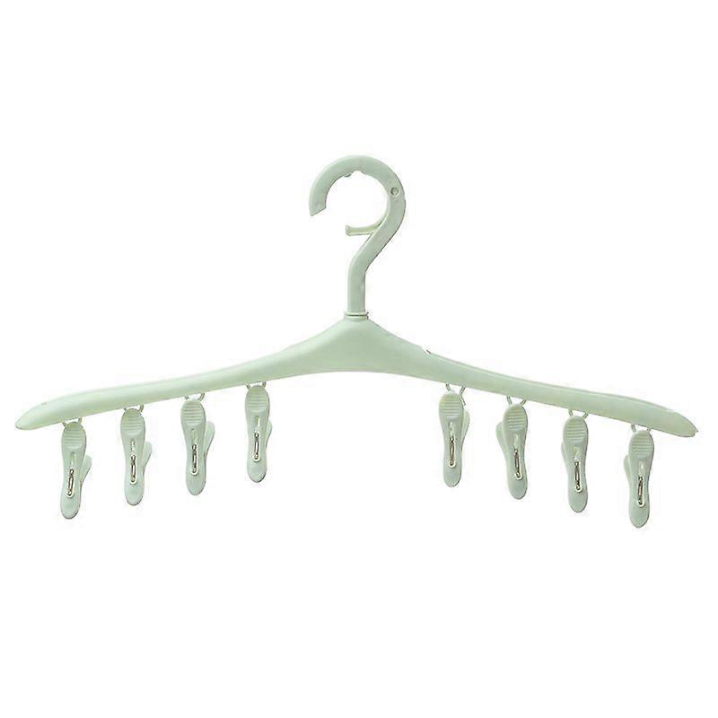 Hanger Windproof Creative Practical Closet Organizer Space Saving Home Hanger 8 Clips (Green)