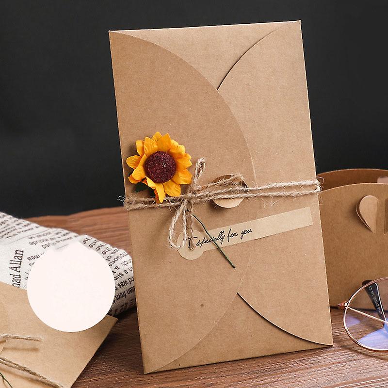 Vintage Blanks Greeting Card Small Fresh Kraft Paper Manual Creatives Diy Dried Flower Greeting Card For Christmas Party New