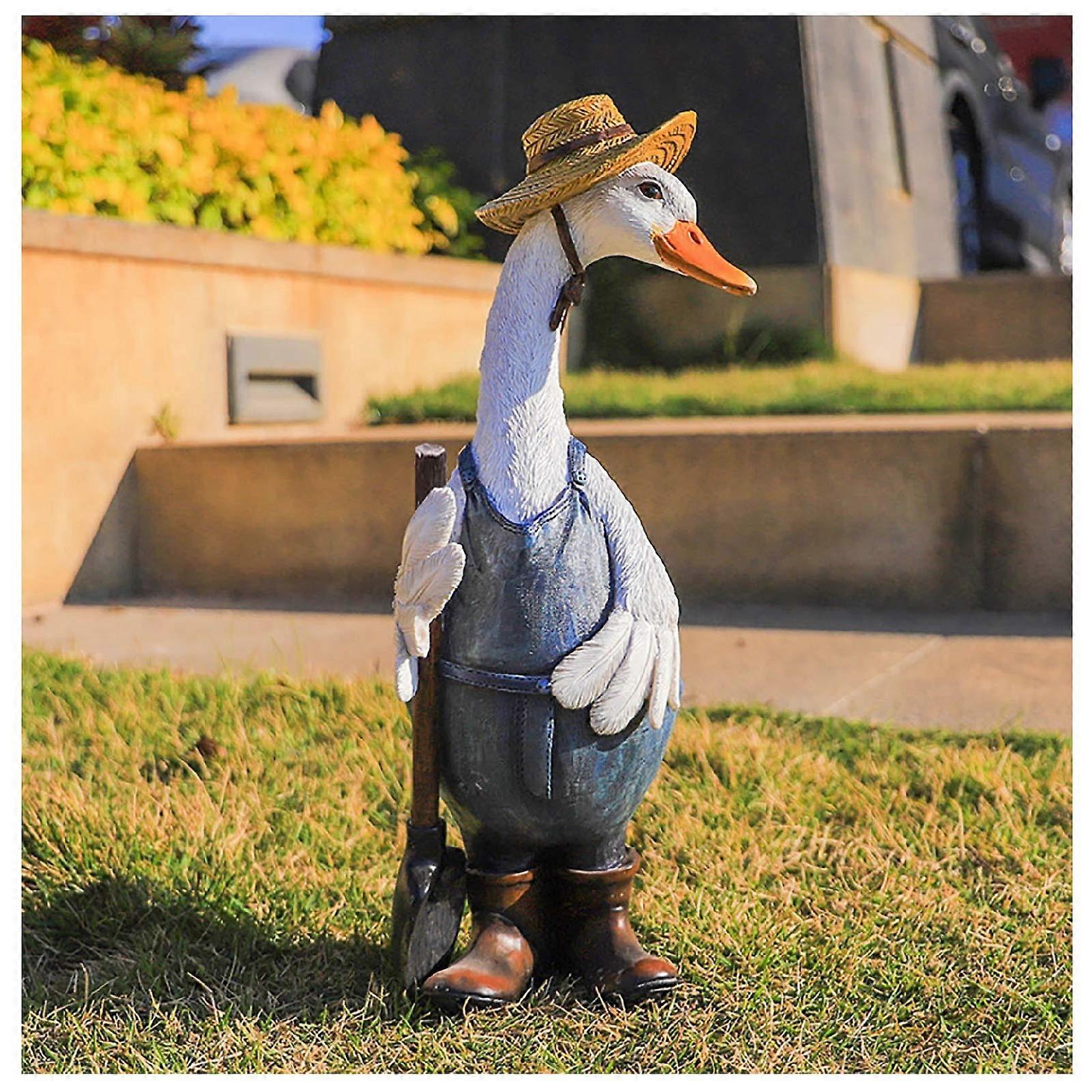 Garden Duck with Hats Resin Craft Statue for DIY Landscapes