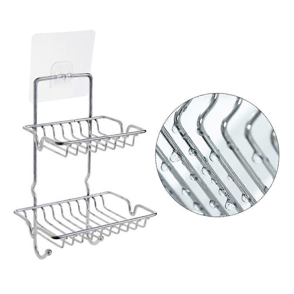 Stainless Steel Double Soap Box with Strong Suction Holder for Bathroom, Shower, and Kitchen – Oil Proof Soap Storage Rack for Sponge and Soap
