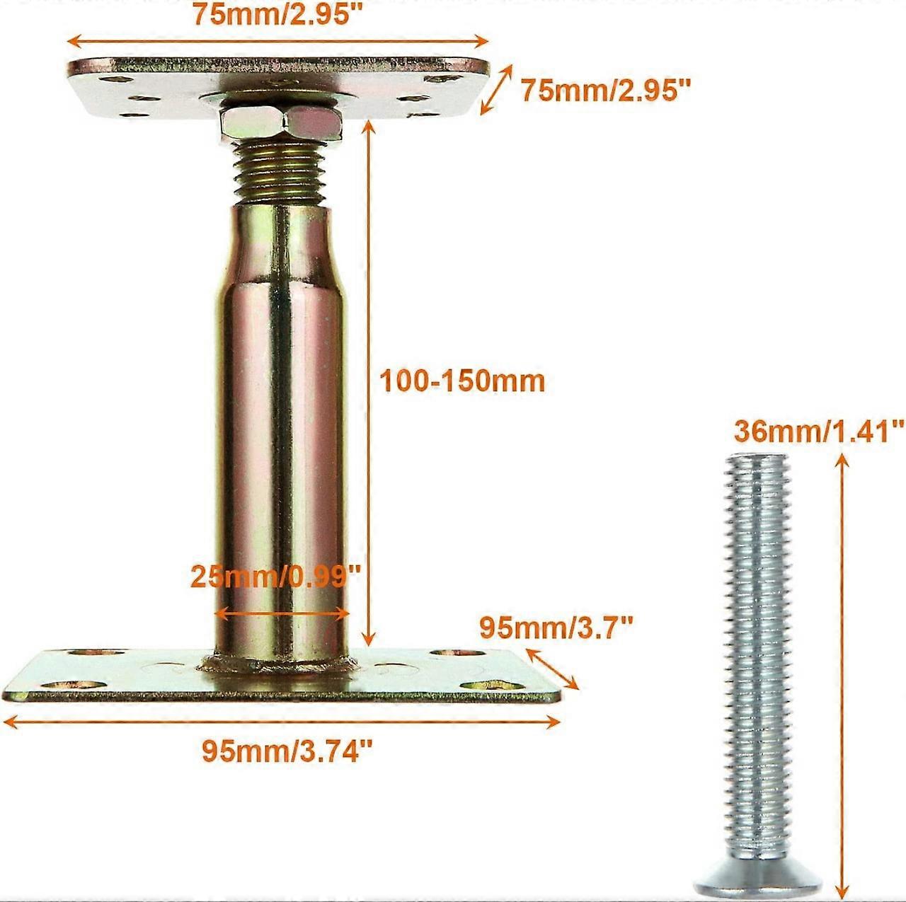 100-150mm Galvanised Adjustable Elevated Post Base Support  Heavy Duty Roof Support for Building