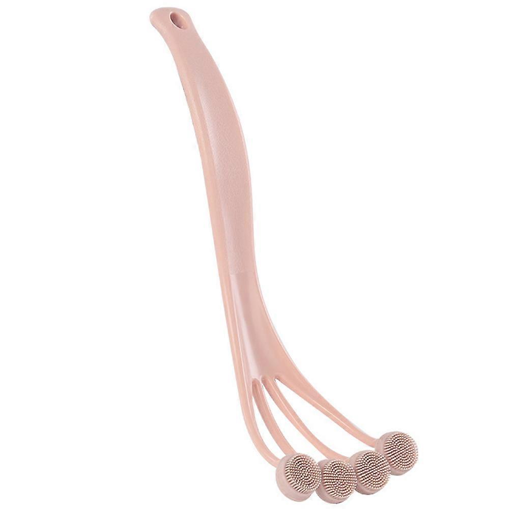 Back Shower Brush Exfoliating Pink 28x9cm Silicone 1Set