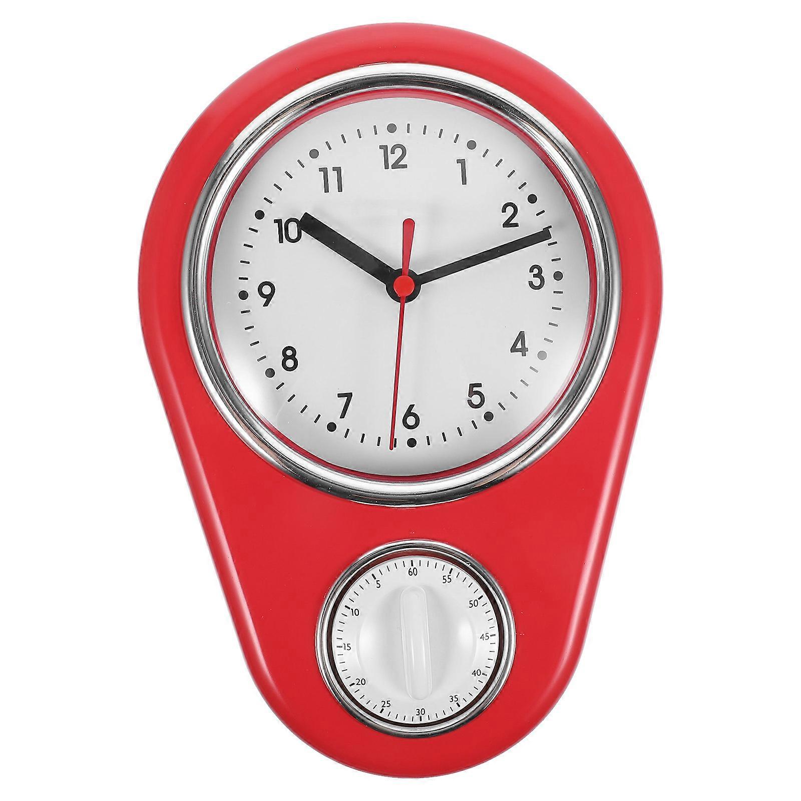 Mechanical Timer Wall Clock For Home Use Red Rectangular Timing 1Pcs