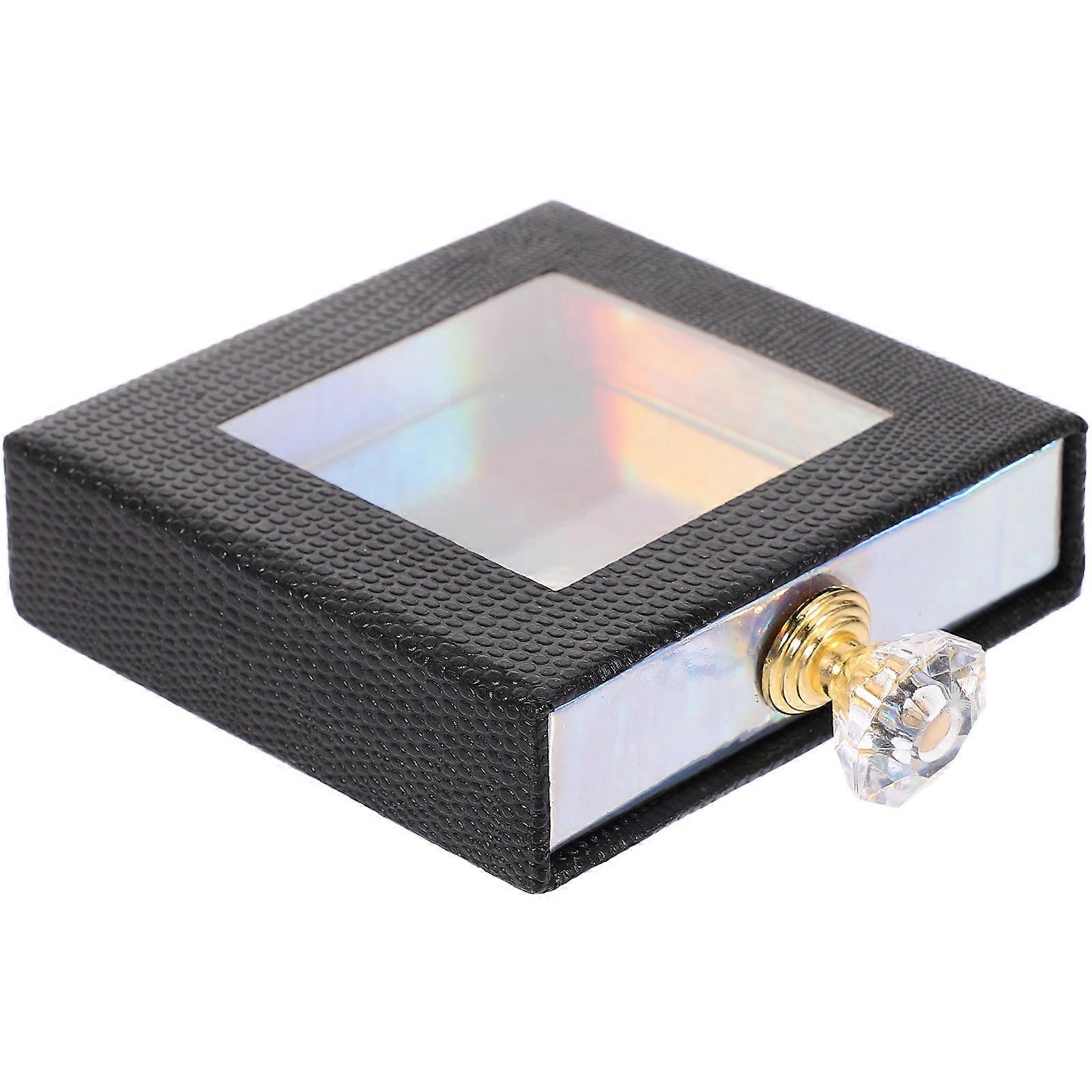 Eyelash Storage Box Square Eyelash Packaging Box Simple Design For Women Black Cardboard 8.00X8.00X2.00CM Lash Storage 1Set