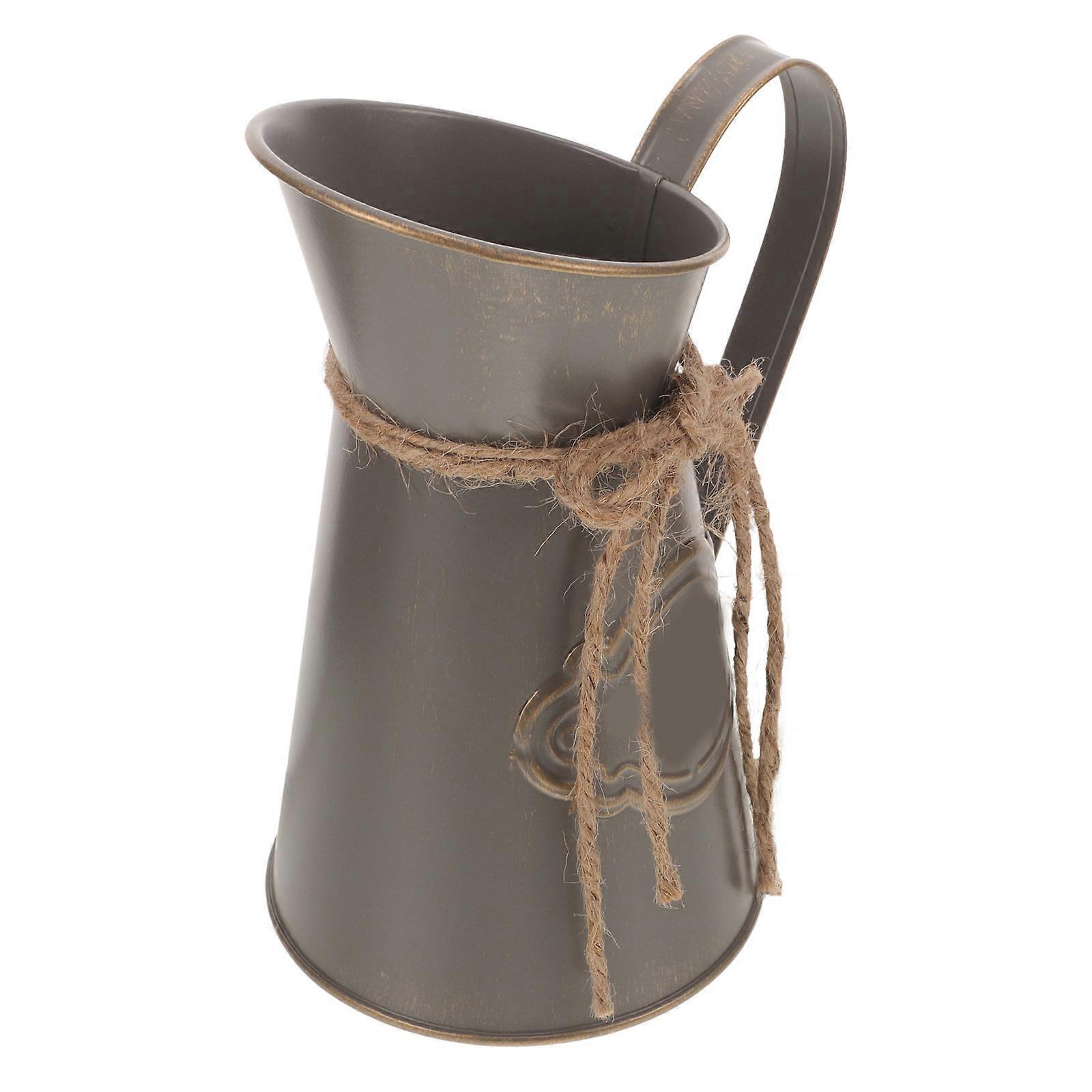 Floral Arrangement Vase Rustic Decorative Flower Bucket for Home Decor Gray Rectangular 1Set