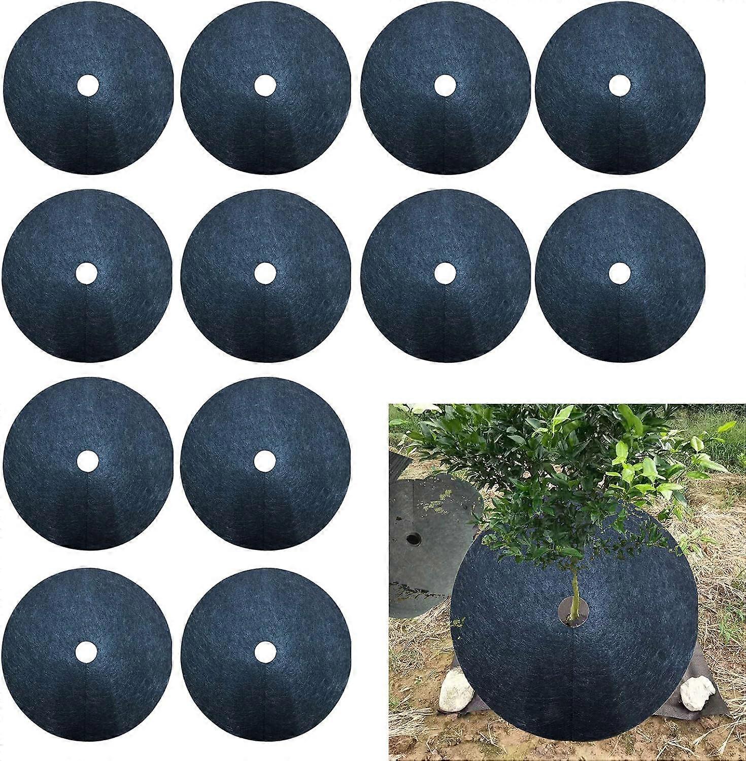 12 Pack Weed Barrier Mat, Tree Protection, Mulch Block, Weed Control Mat, Tree Ring Mat, Plant Cover for Weed Control