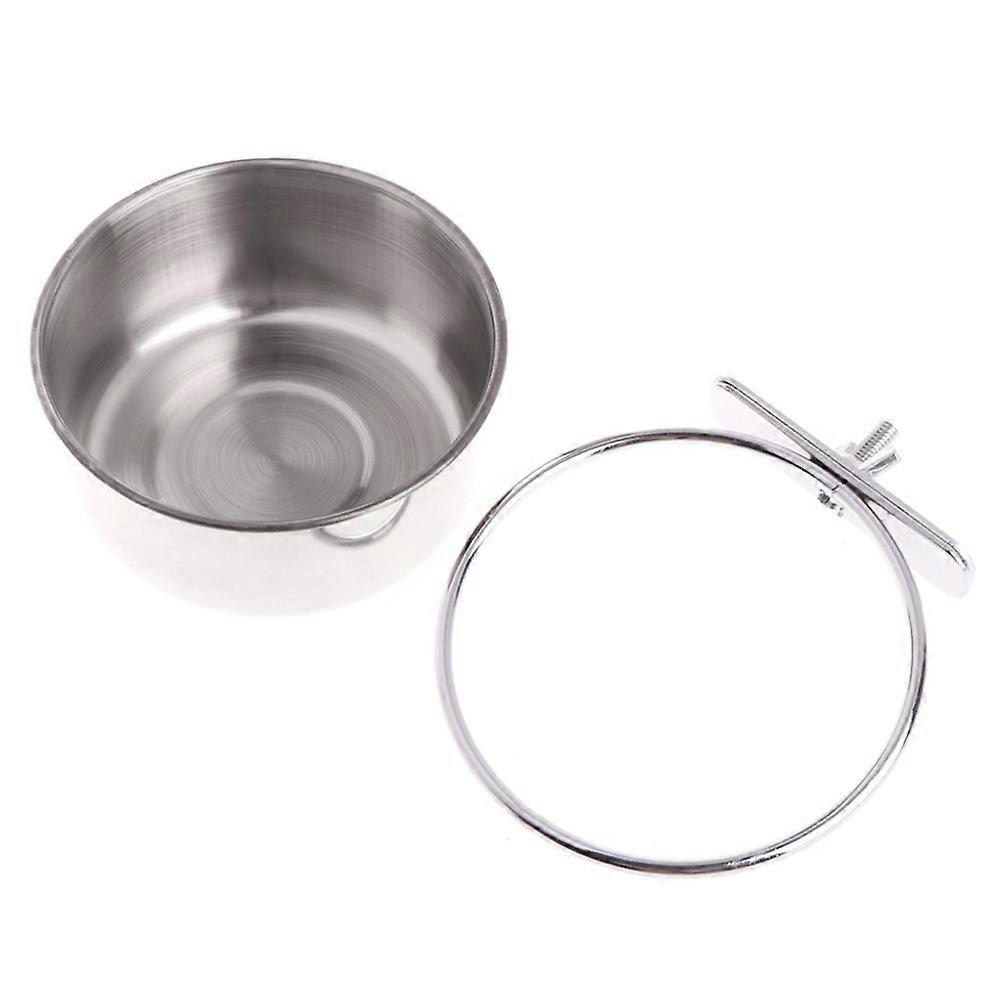 Food Bowl For Bird Cage Practical Food Box Cage Water Basin Birds Parrot Silver 10x10cm Easy to Clean 1Pack