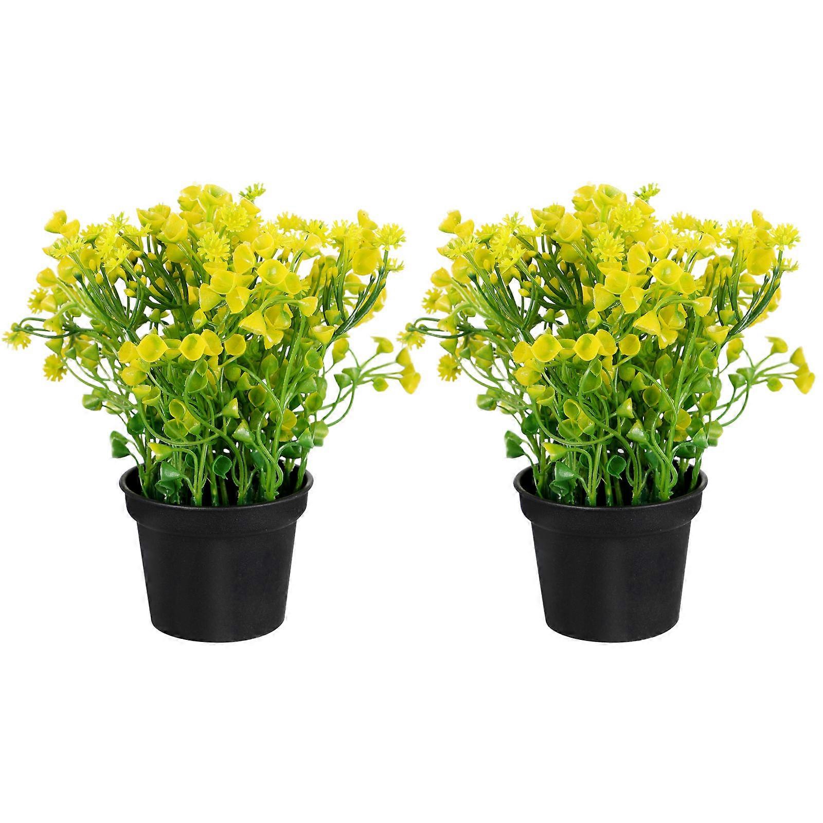 Artificial Bonsai Creative Simulation Bell Grass Bonsai Potted Plant Room Decor 12X18CM 2Pcs