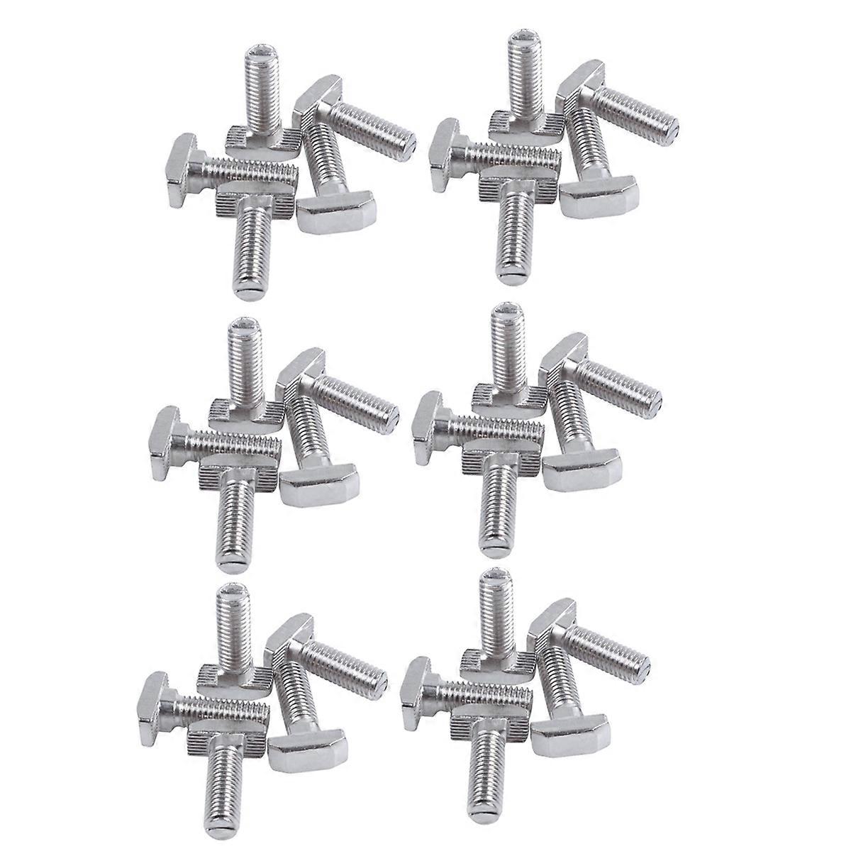 M8 Thread T-Slot Drop-In Stud Sliding Screw Bolt Silver Tone 5pcs
