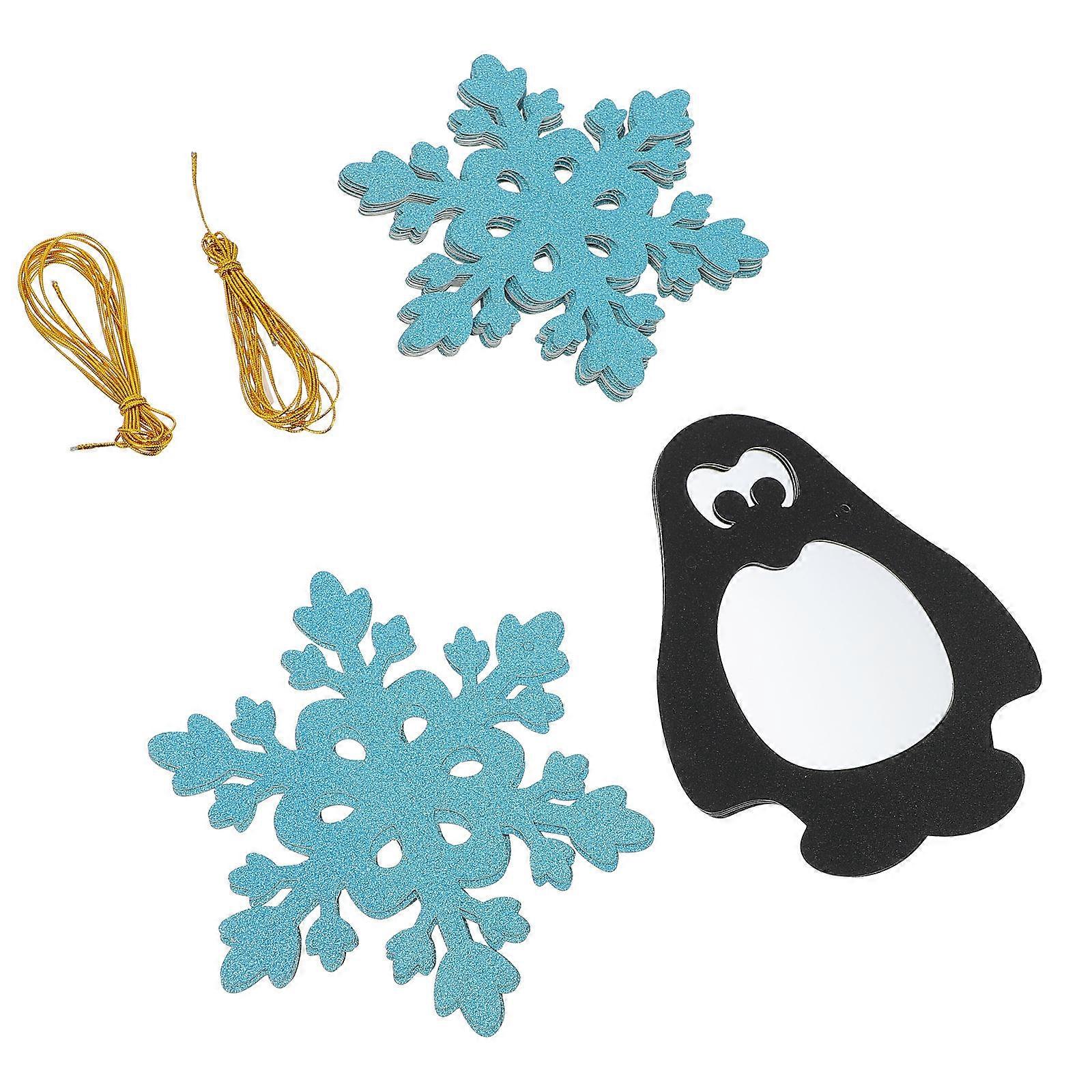 Assorted Color Christmas Snowflakes Banner for Festive Decorations Glitter Paper Hanging Display 2 Pcs