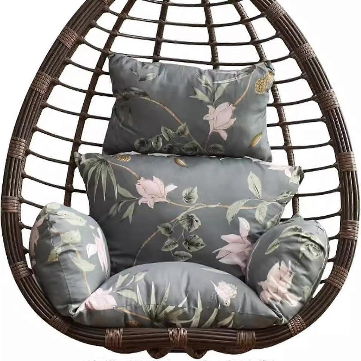 Rocking chair cushion hammock basket cushion, thick hammock egg chair cushion with headrest, soft rocking chair cushion (A)