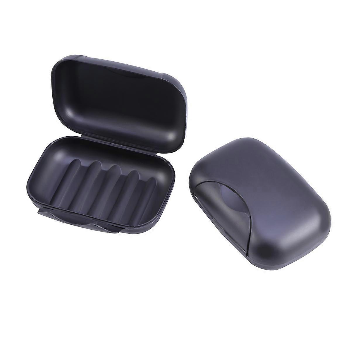 Leakproof Travel Soap Case Creative Portable Soap Holder Container For Home Use Black L Size 2Pcs