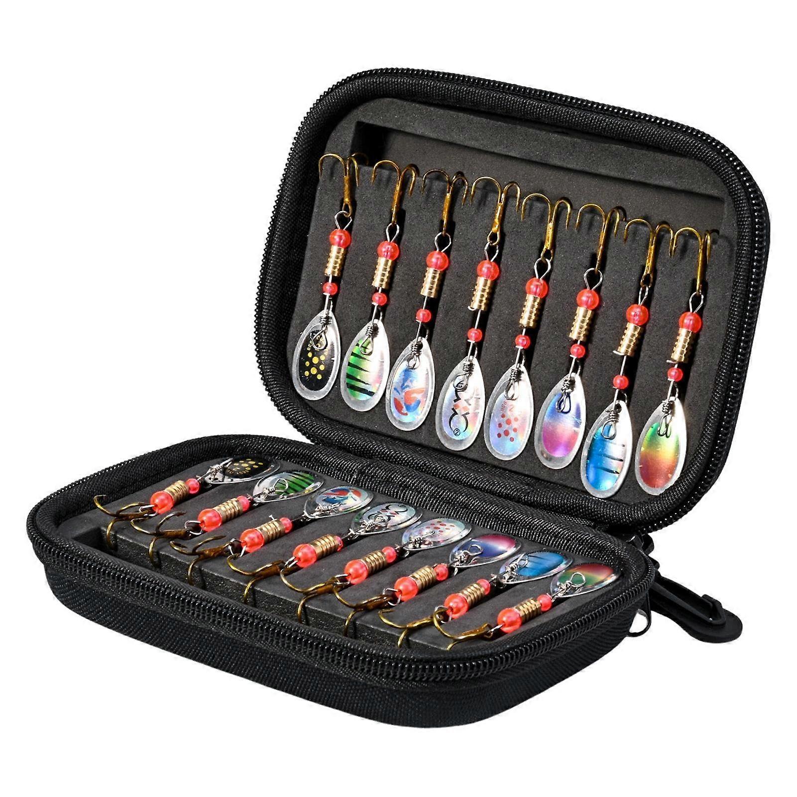 Perch Fishing Lure Set 16-Piece Portable Sequin Lures With Three-Hook Topwater Spoon Crankbaits For Trout And Salmon