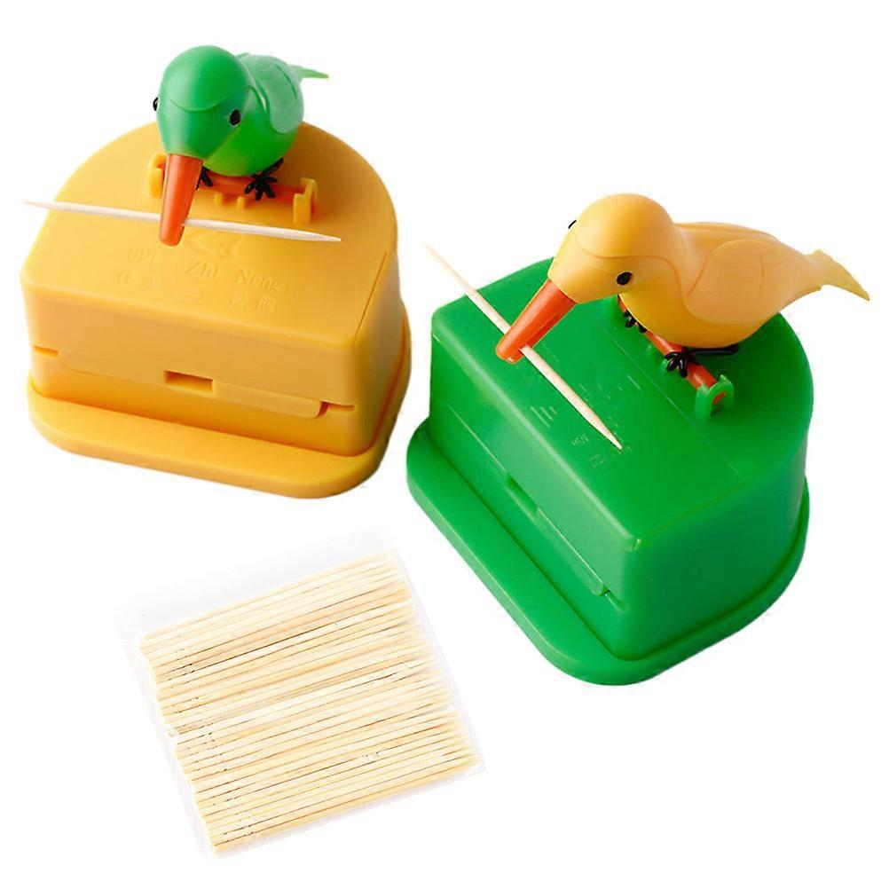Press Toothpick Jar Chic Stylish Design Storage Boxes Outdoor Camping Bamboo 2 Sets