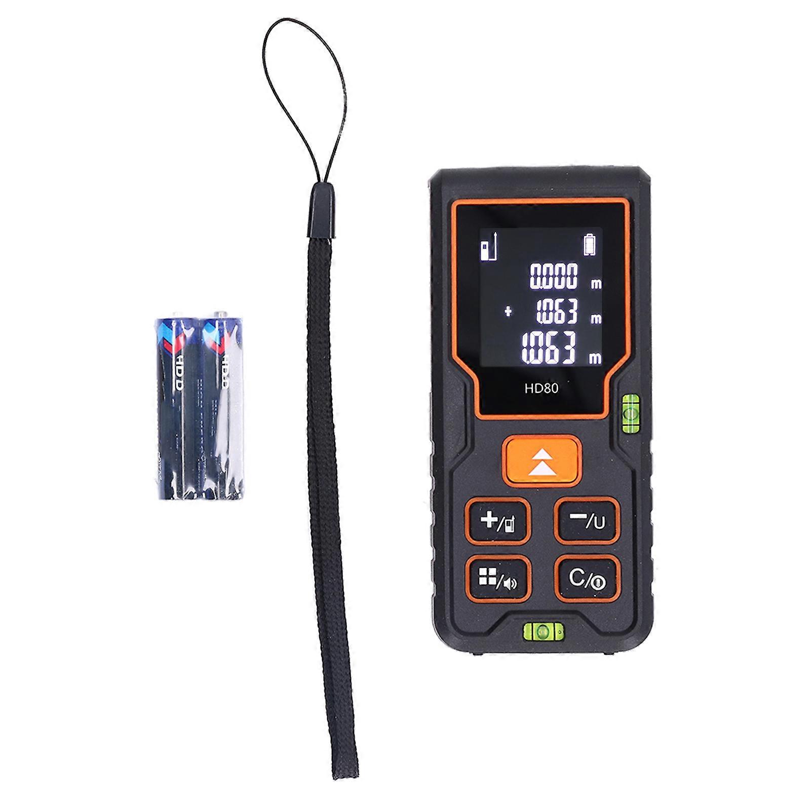Laser-Entfernungsmesser Infrarot-Hintergrundbeleuchtung LCD-Band Messen Sie die Entfernung Flächenvolumen 80 Meter HD80