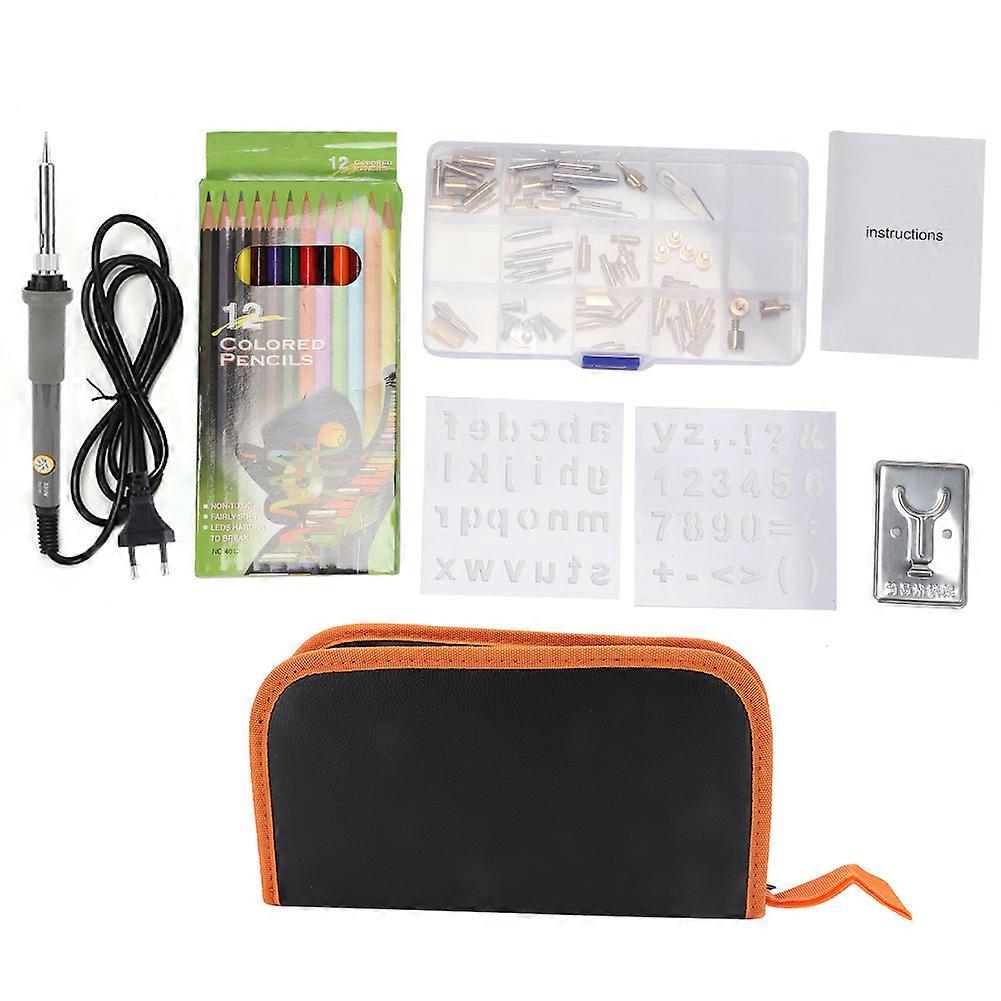 Adjustable Temperature Electric Iron Painting Tool Set with 53 Iron Tips Gray