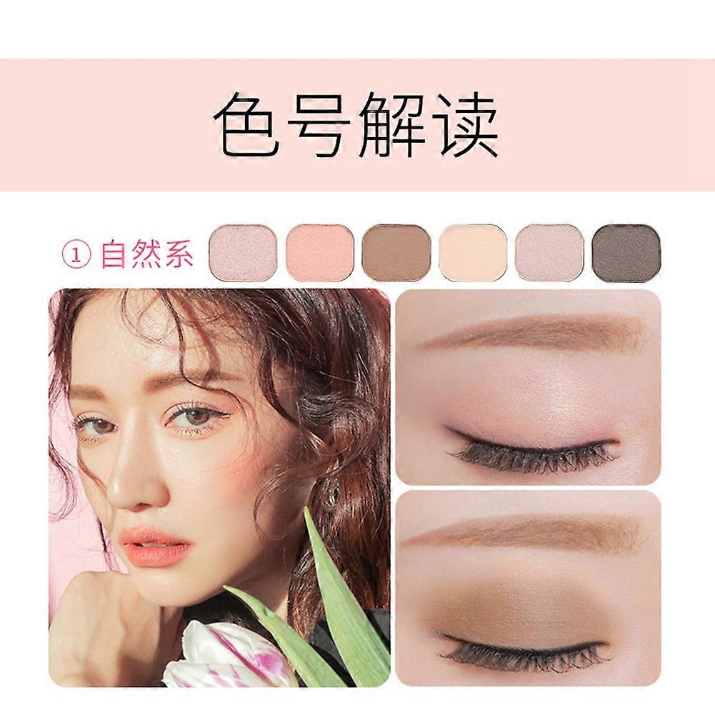 6Color Watyerproof Matte&Glitter Eyeshadow Compact Eyes Pigment Palette Makeup Cosmetic 01